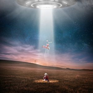 Extraterrestrial UFO and beam of light